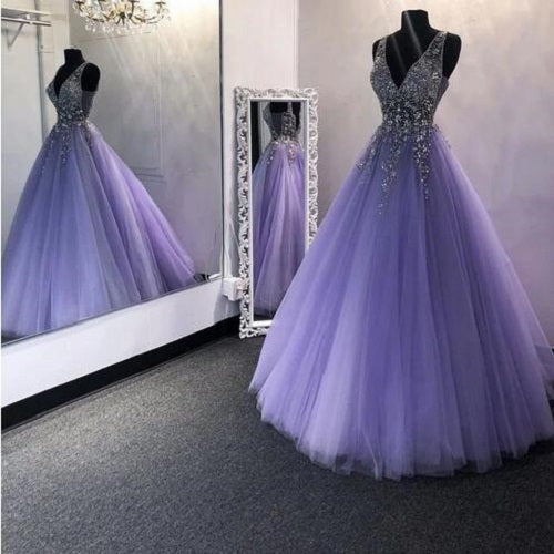 Shiny A Line V Neck Backless Sequins Long Prom Dresses Sparkly Formal –  BIZTUNNEL